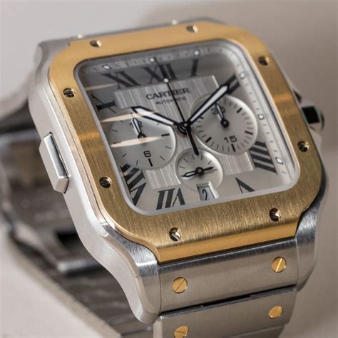 gold cartier santos watch|cartier santos chronograph watch.